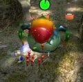 A Creeping Chrysanthemum eating Pikmin.